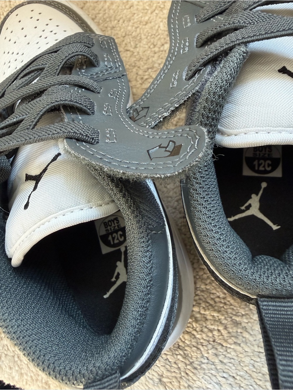 Jordan Boys' Gray and White Kids' Jumpman Sneakers